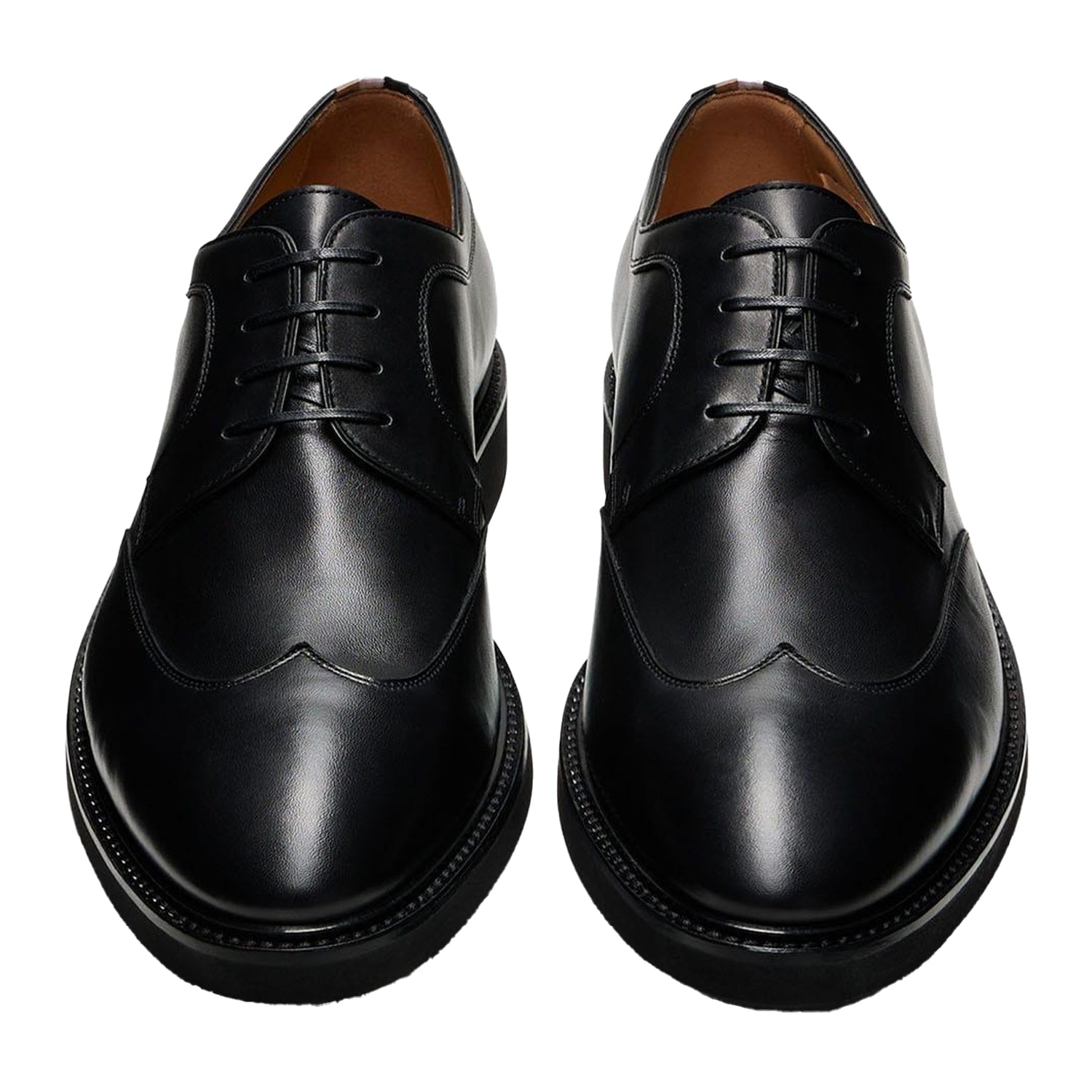 Black - Front - Boss Mens Jerrard Leather Derby Shoes