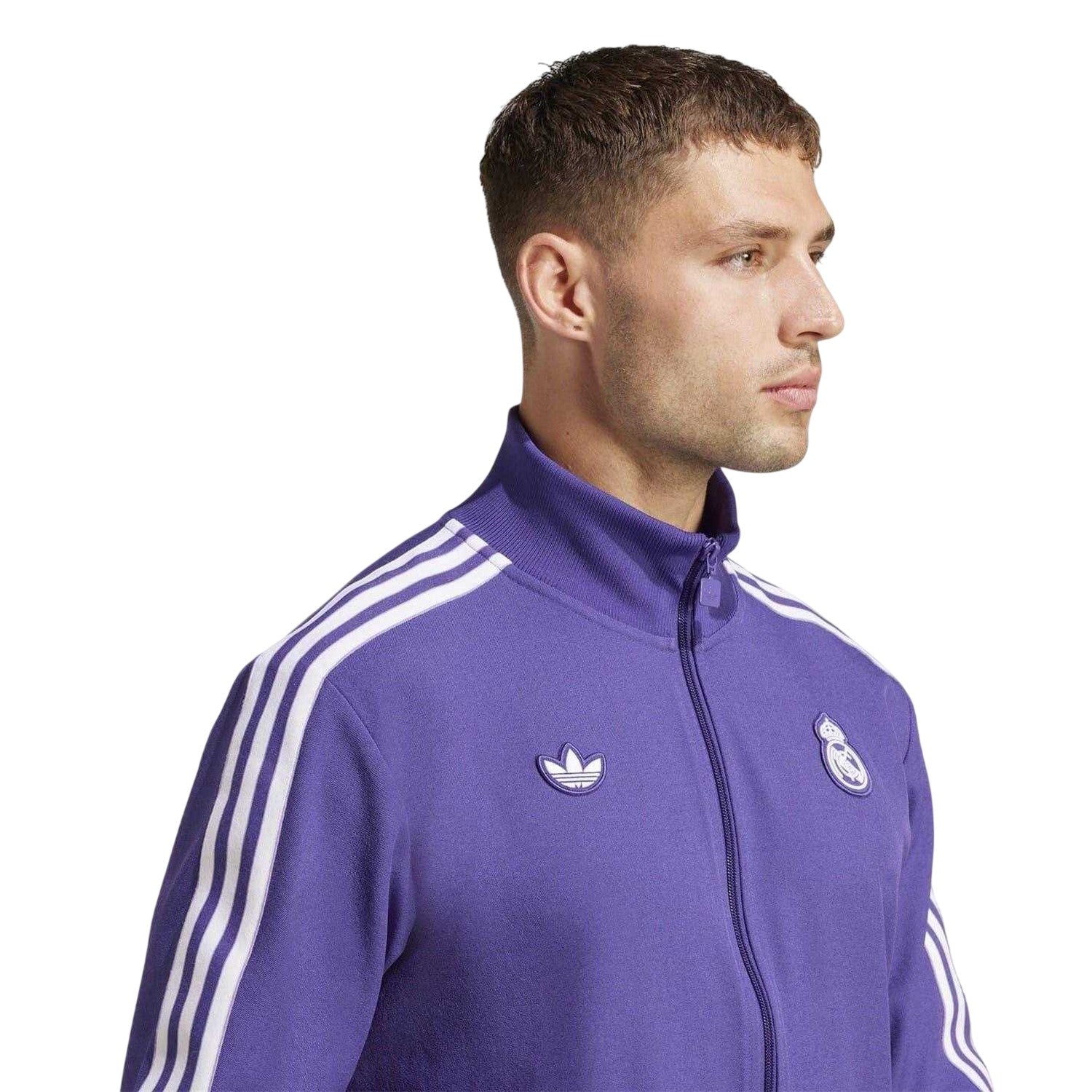 Purple - Side - Adidas Mens Terrace Icons Real Madrid CF Tracksuit Top