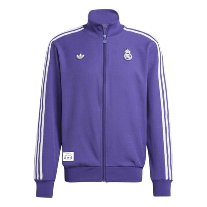 Purple - Front - Adidas Mens Terrace Icons Real Madrid CF Tracksuit Top