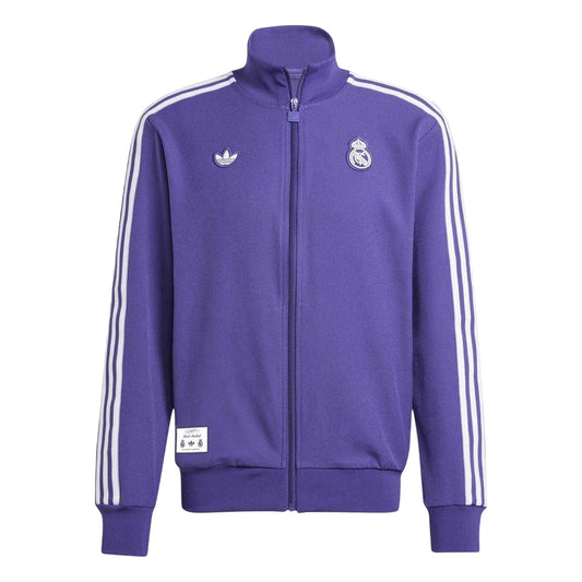 Purple - Front - Adidas Mens Terrace Icons Real Madrid CF Tracksuit Top