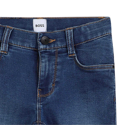 Blue - Side - Boss Childrens-Kids 5 Pockets Straight Jeans