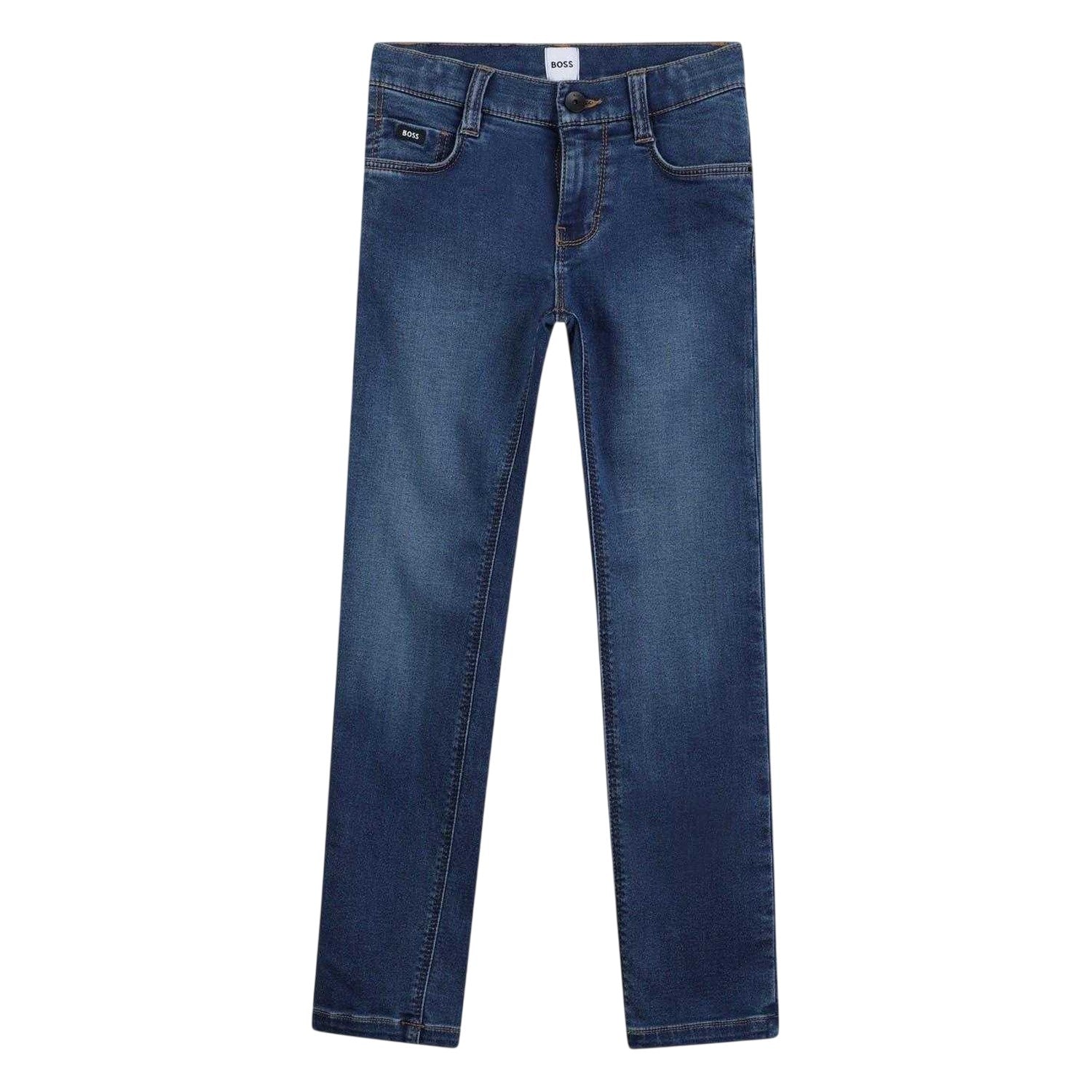 Blue - Front - Boss Childrens-Kids 5 Pockets Straight Jeans