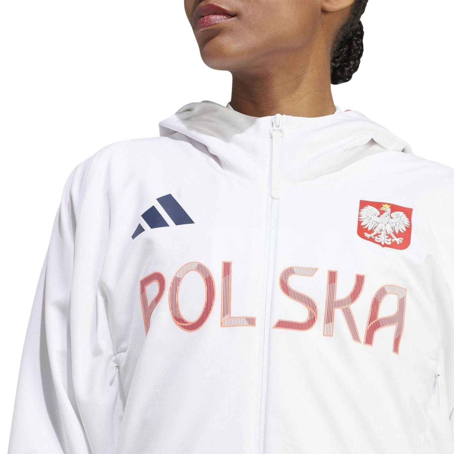 White - Side - Adidas Womens-Ladies Poland Tracksuit Top
