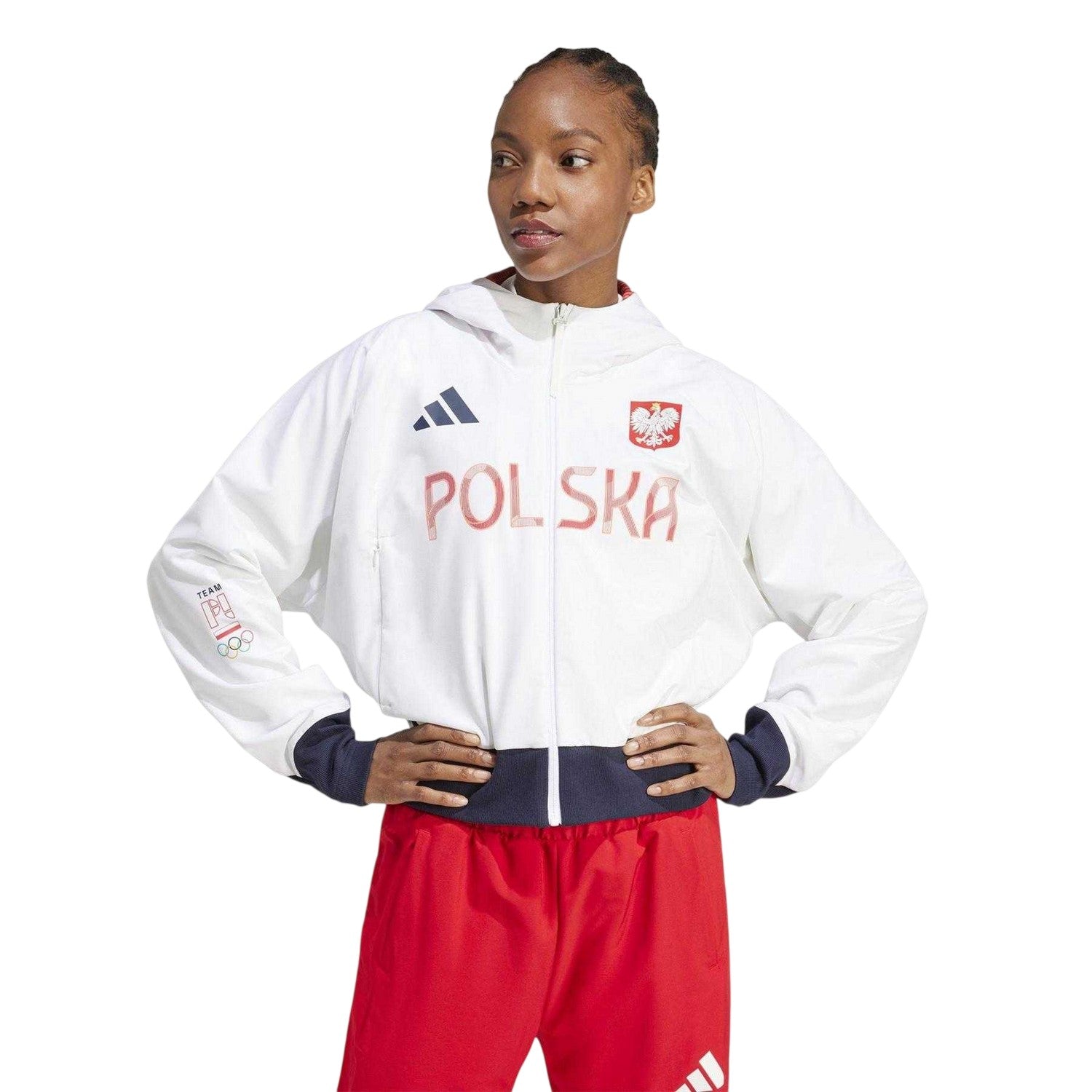 White - Lifestyle - Adidas Womens-Ladies Poland Tracksuit Top