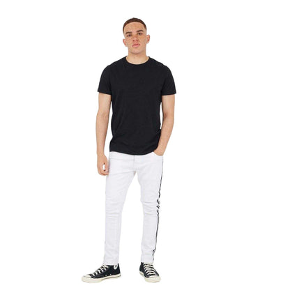 White - Lifestyle - Brave Soul Mens Contrast Striped Taped Jeans