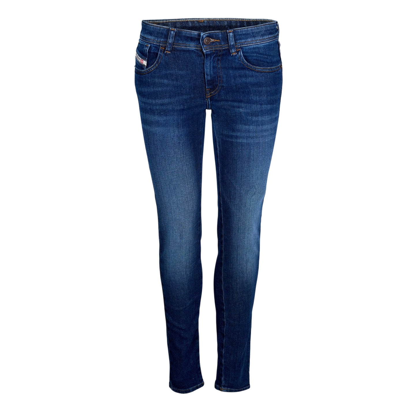 Blue Denim - Front - Diesel Womens-Ladies Mid Rise Straight Leg Jeans