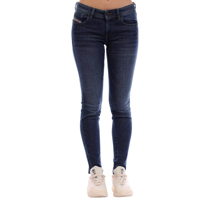 Blue Denim - Side - Diesel Womens-Ladies Mid Rise Straight Leg Jeans