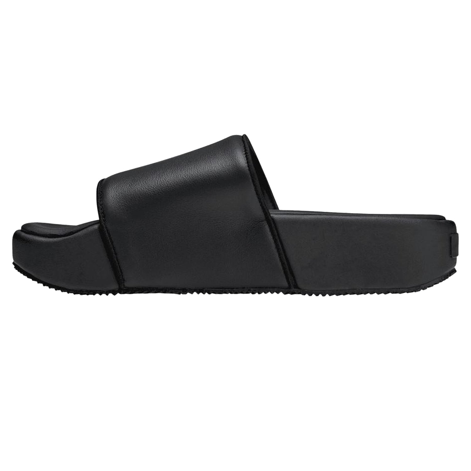 Black - Back - Y-3 Mens Plain Leather Sliders