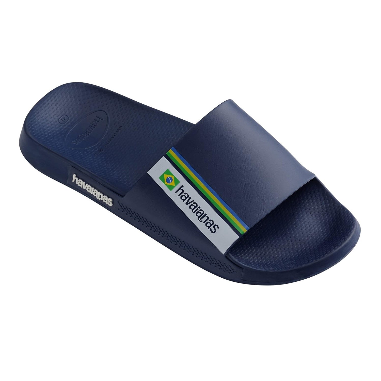 Ammonite Blue - Back - Havaianas Womens-Ladies Classic Logomania Rubber Flat Flip Flops