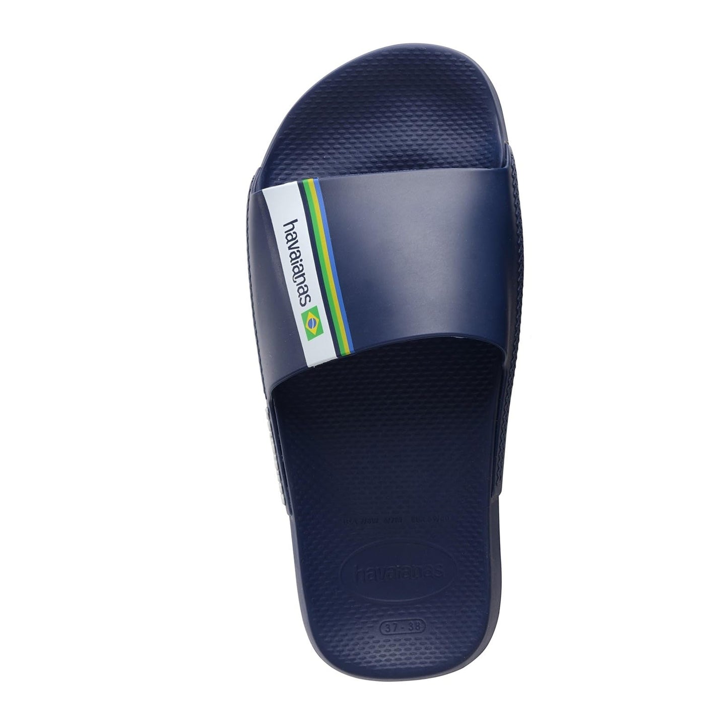Ammonite Blue - Side - Havaianas Womens-Ladies Classic Logomania Rubber Flat Flip Flops
