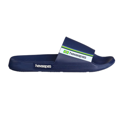 Ammonite Blue - Front - Havaianas Womens-Ladies Classic Logomania Rubber Flat Flip Flops