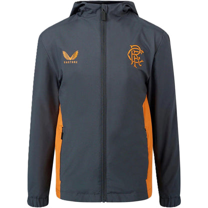 True Red - Front - Castore Boys Rangers FC Hooded Coach Jacket