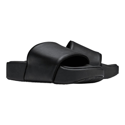 Black - Front - Y-3 Mens Plain Leather Sliders