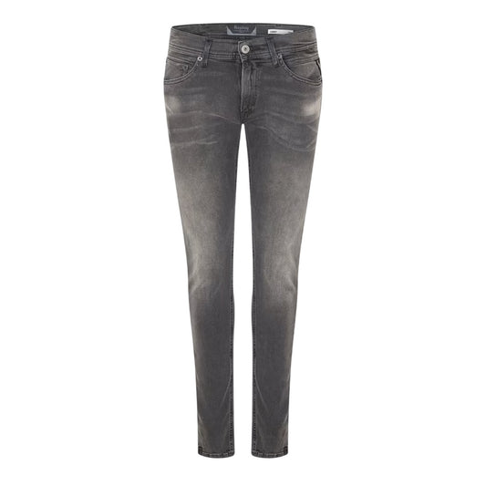Grey - Front - Replay Mens Lanny Washed Denim 5 Pockets Skinny Jeans