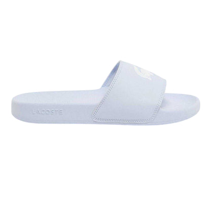 Light Blue-White - Front - Lacoste Womens-Ladies Serve Moulded Footbed Sliders