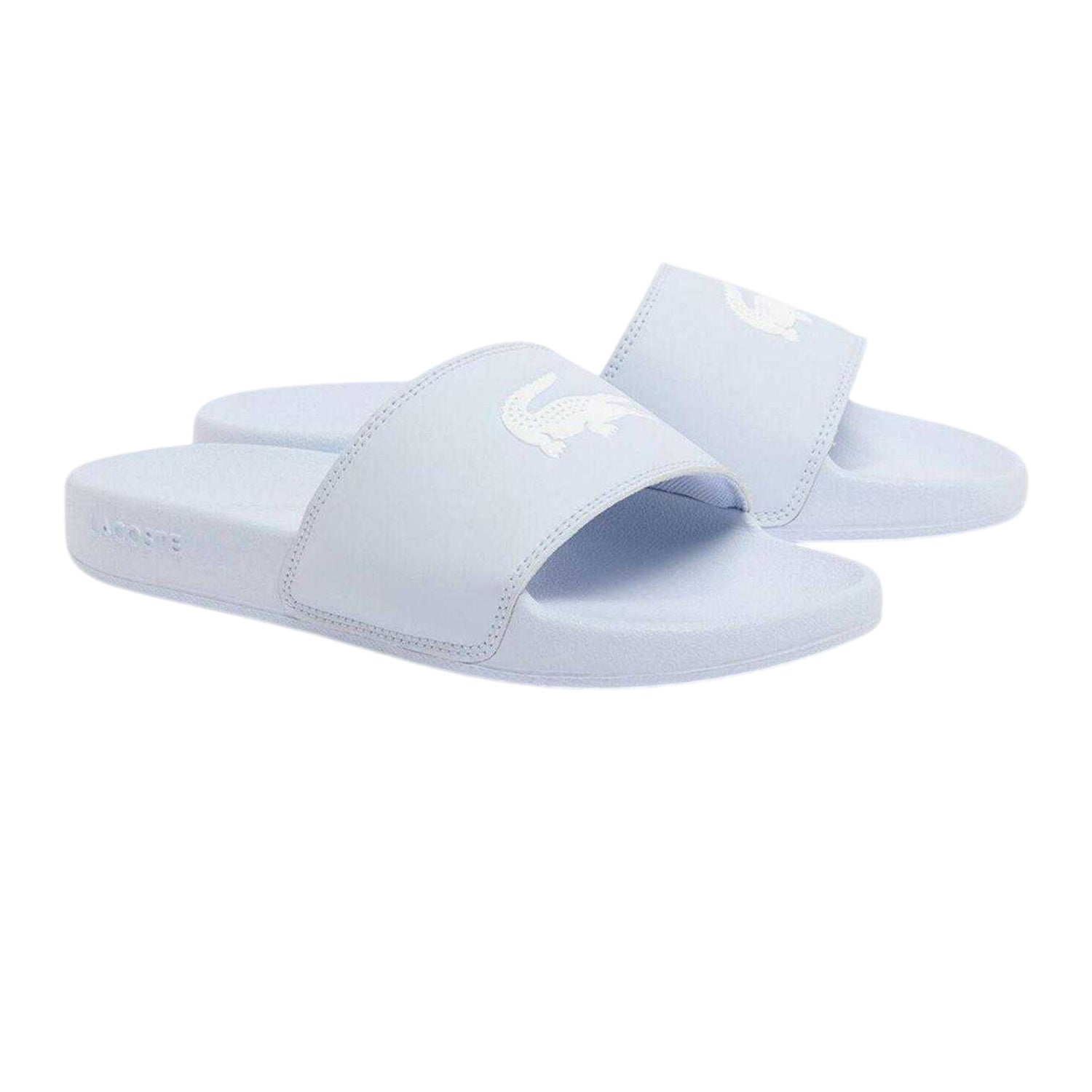 Light Blue-White - Back - Lacoste Womens-Ladies Serve Moulded Footbed Sliders