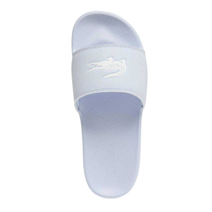 Light Blue-White - Side - Lacoste Womens-Ladies Serve Moulded Footbed Sliders