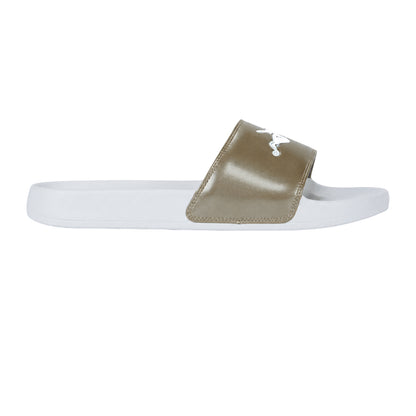 Bronze-White - Front - Lacoste Womens-Ladies Serve Moulded Footbed Sliders