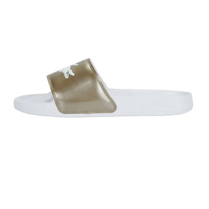 Bronze-White - Side - Lacoste Womens-Ladies Serve Moulded Footbed Sliders