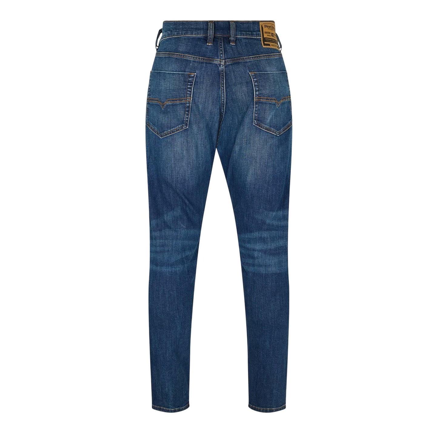 Blue Denim - Back - Diesel Mens Mid Rise Straight Leg Jeans