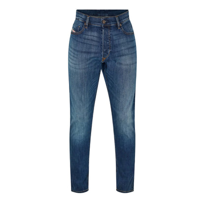 Blue Denim - Front - Diesel Mens Mid Rise Straight Leg Jeans