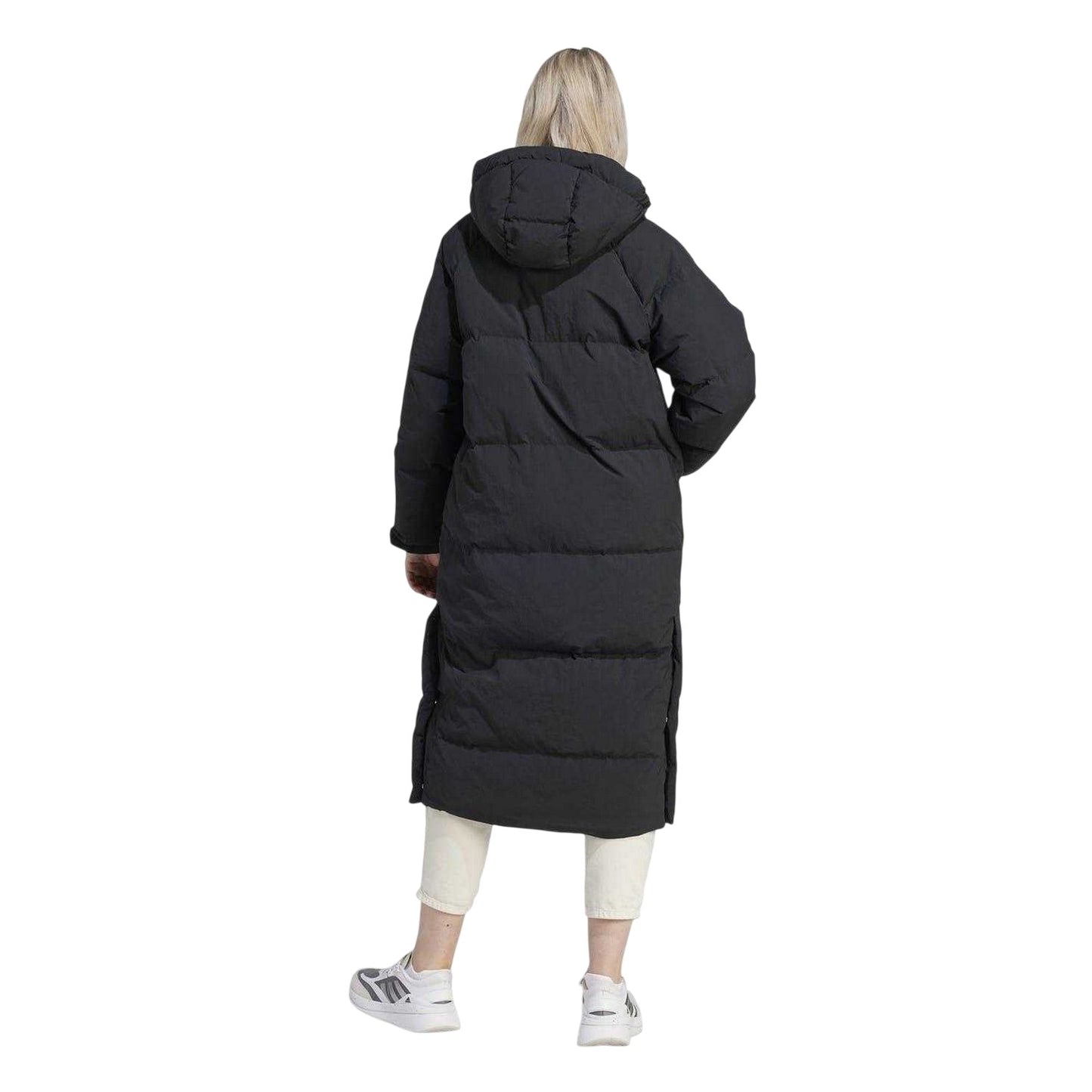 Black - Back - Adidas Womens-Ladies Longline Baffled Coat