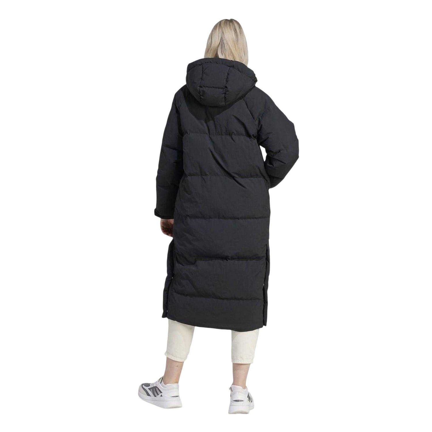 Black - Back - Adidas Womens-Ladies Longline Baffled Coat