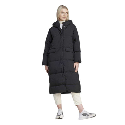 Black - Side - Adidas Womens-Ladies Longline Baffled Coat