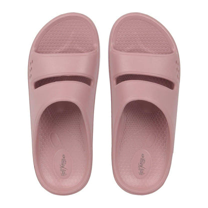 Pink - Side - Hot Tuna Womens-Ladies EVA Double Strap Flat Sliders