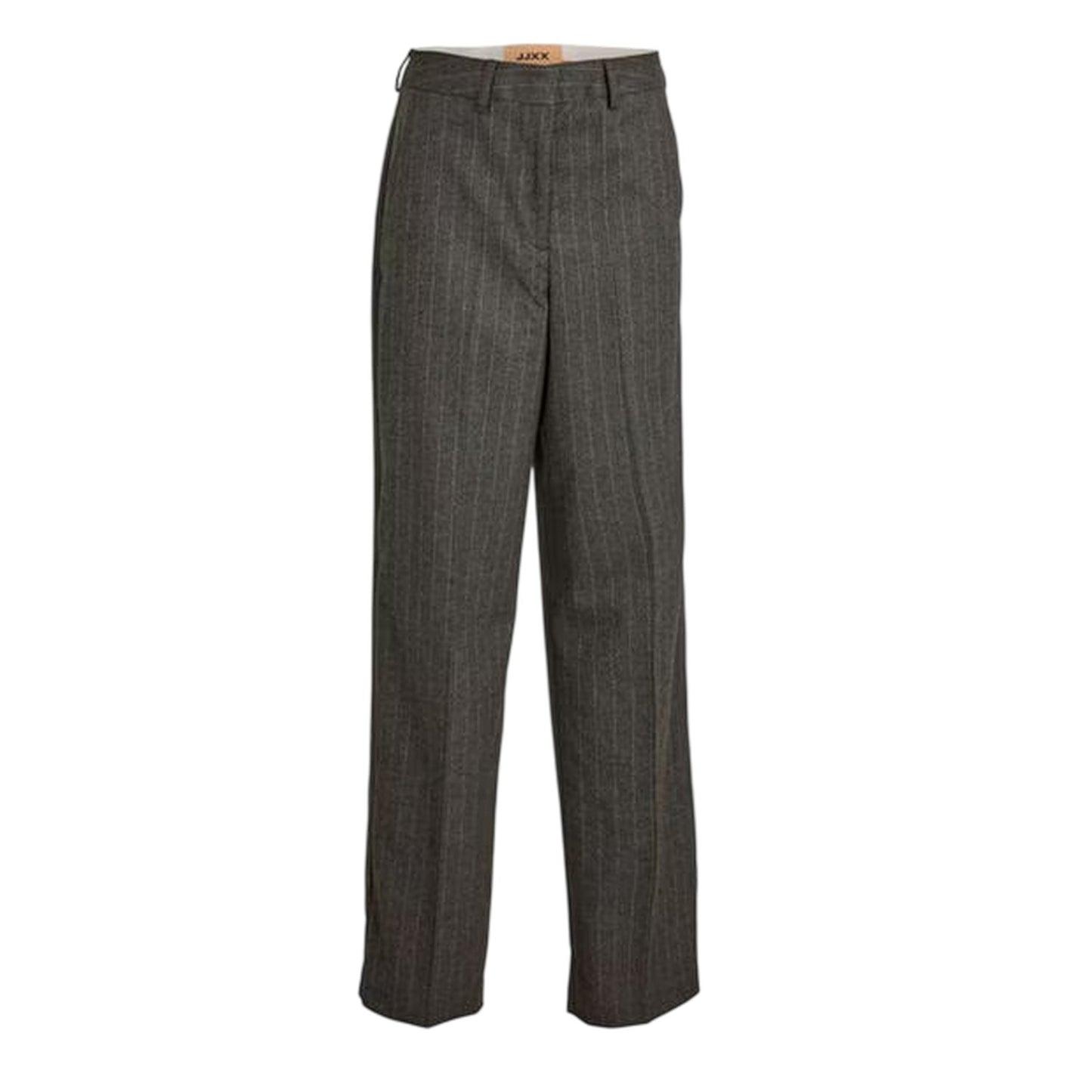 Grey Melange - Front - JJXX Womens-Ladies Pinstripe Straight Trousers
