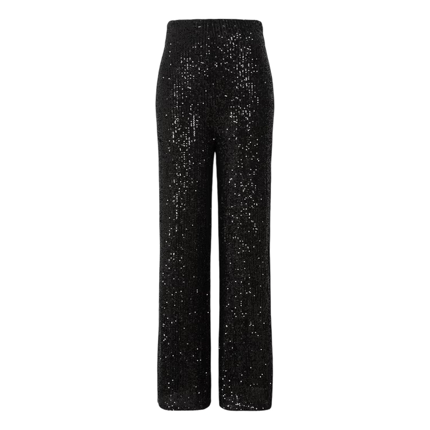 Black - Front - Little Mistress Womens-Ladies Synthetic Leather Sequin Party Trousers
