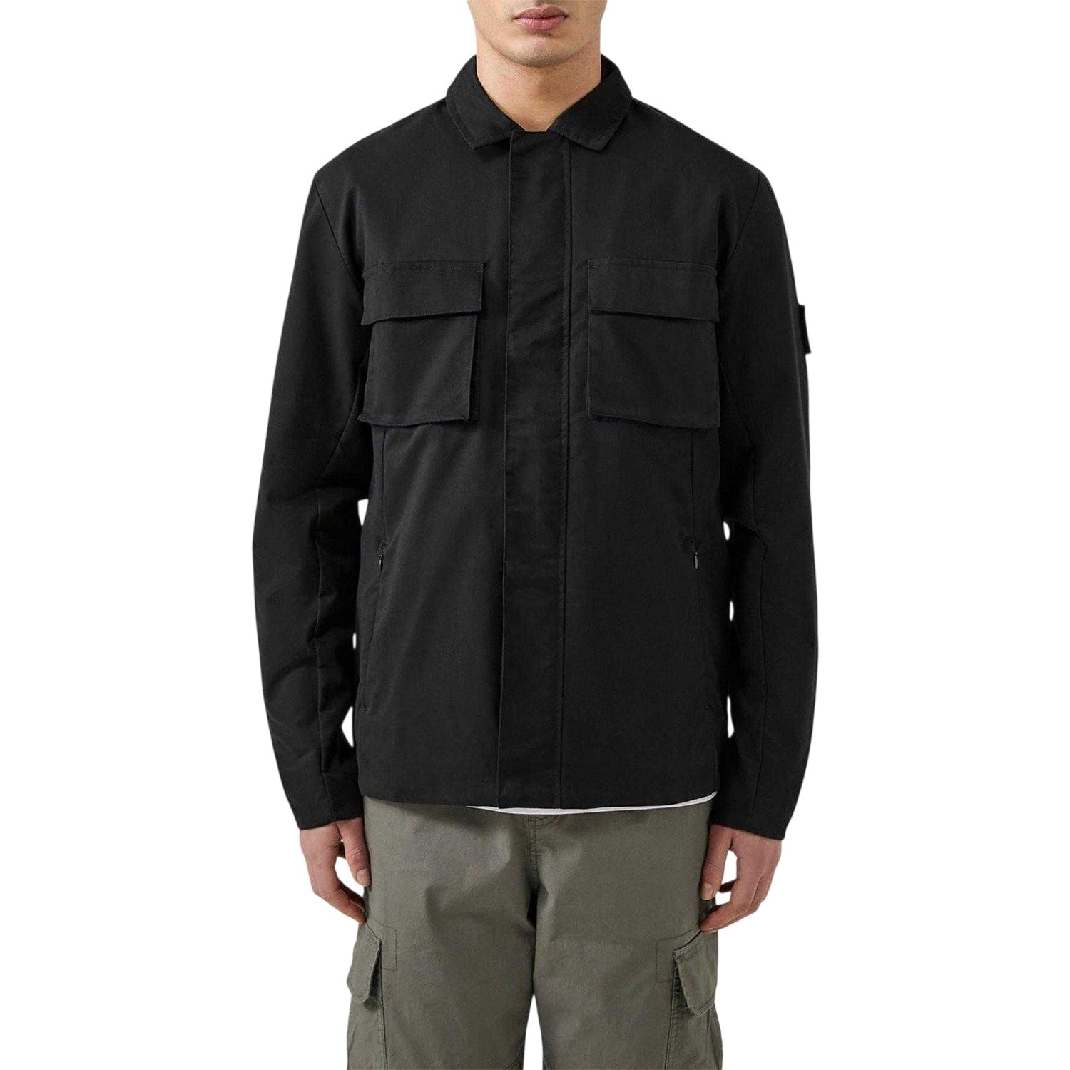 Black - Front - Patrick Mens Finn Full Zip Overshirt