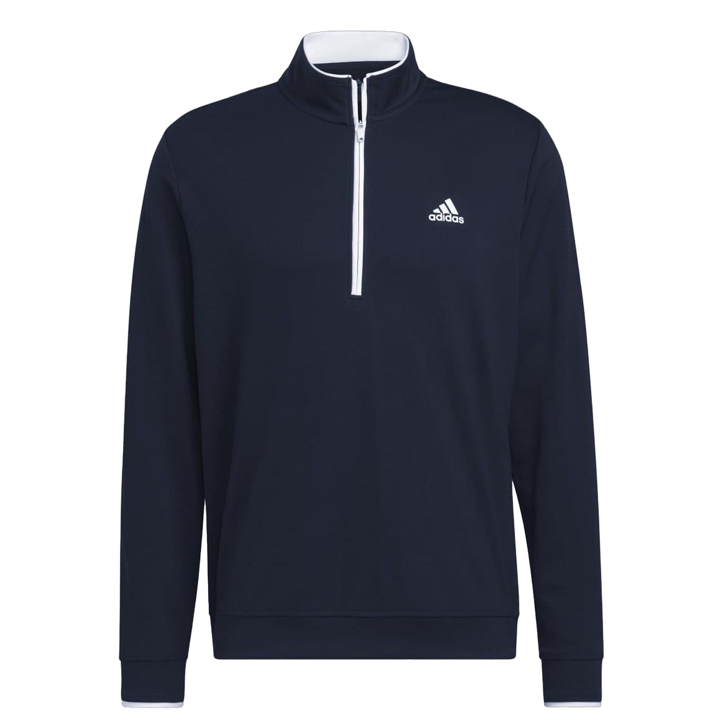 Navy-White - Front - Adidas Mens Quarter Zip Golf Sweatshirt
