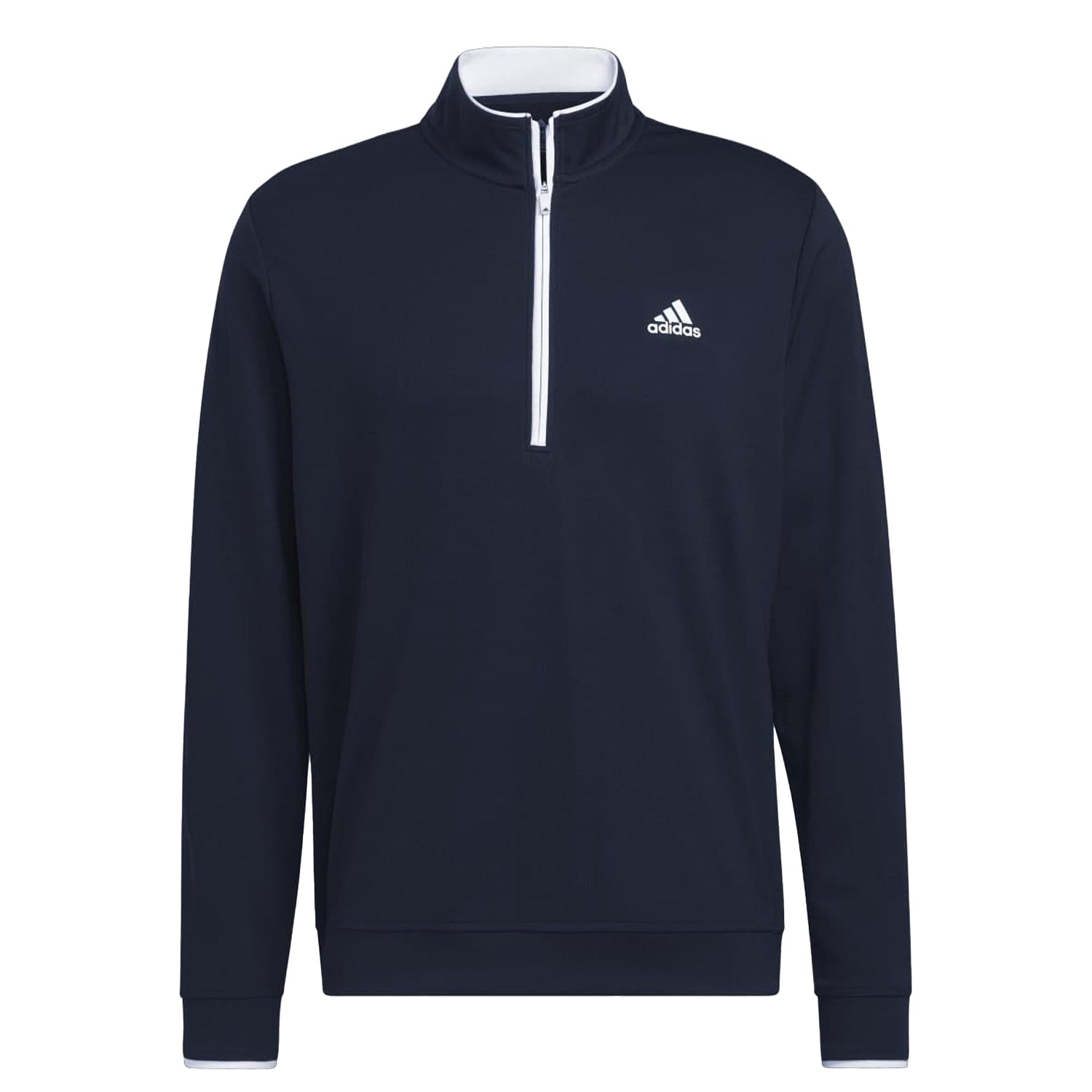 Navy-White - Front - Adidas Mens Quarter Zip Golf Sweatshirt