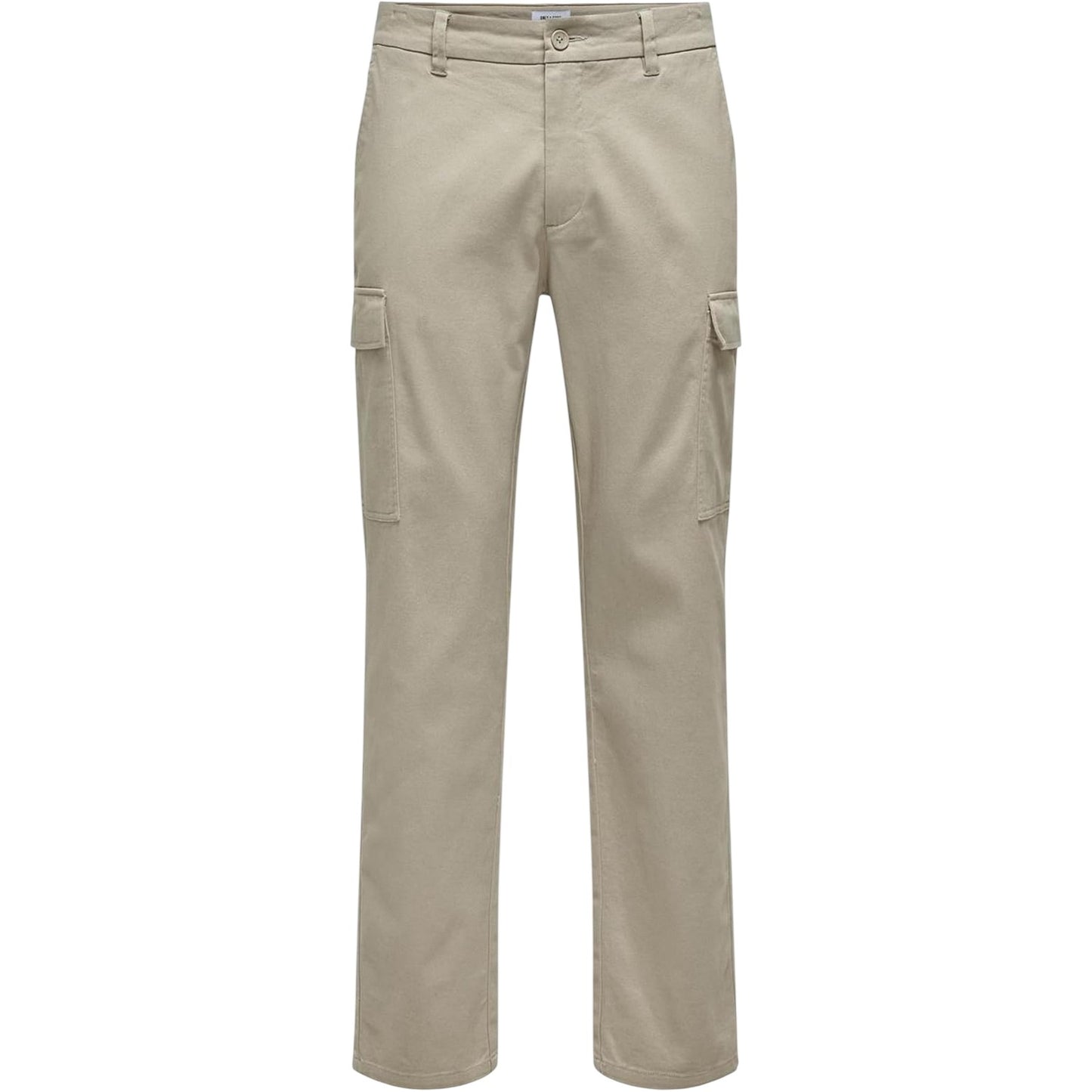 Chinchilla - Front - Only Mens Plain Straight Cargo Trousers