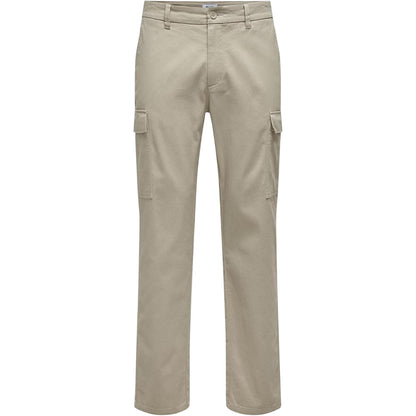 Chinchilla - Front - Only Mens Plain Straight Cargo Trousers