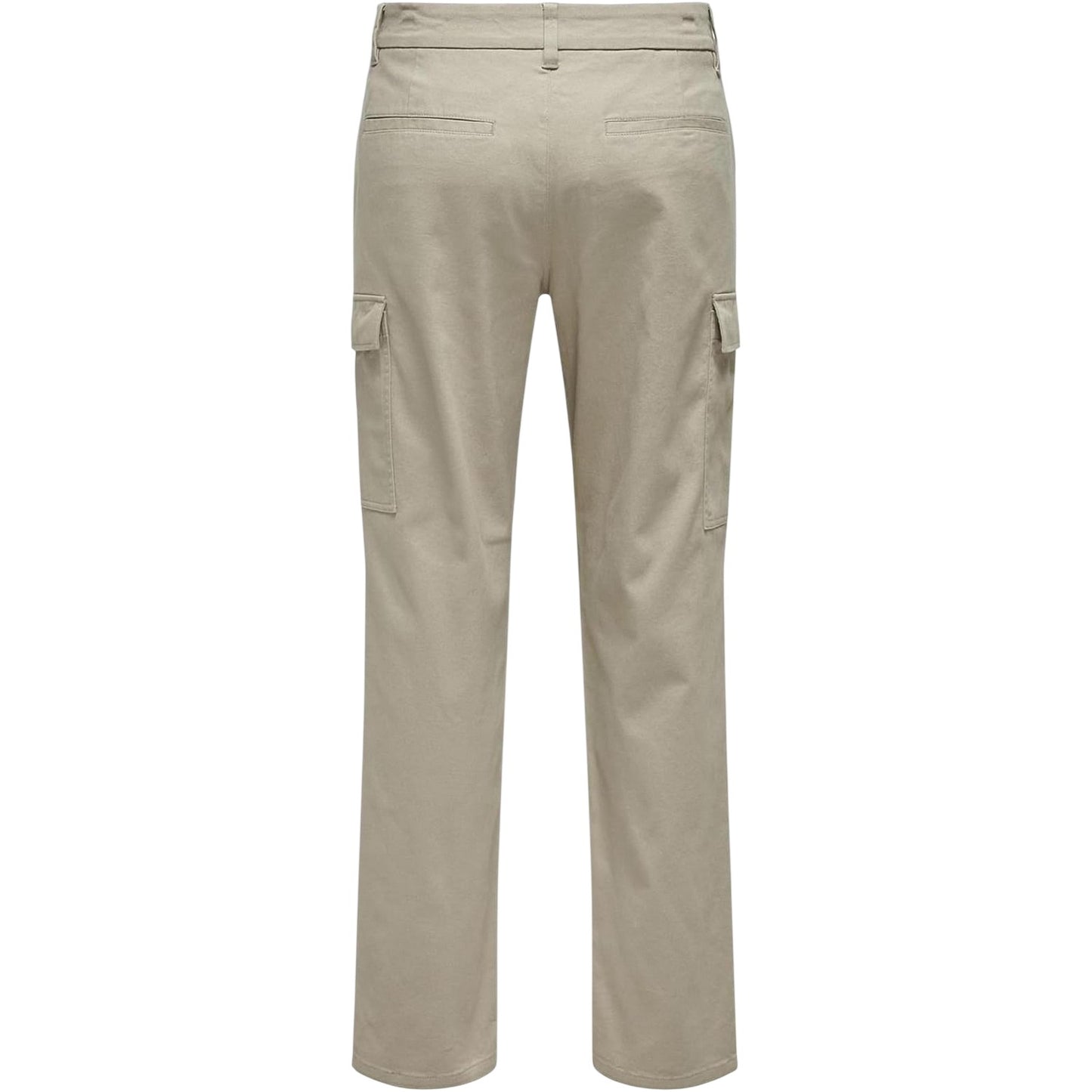 Chinchilla - Back - Only Mens Plain Straight Cargo Trousers