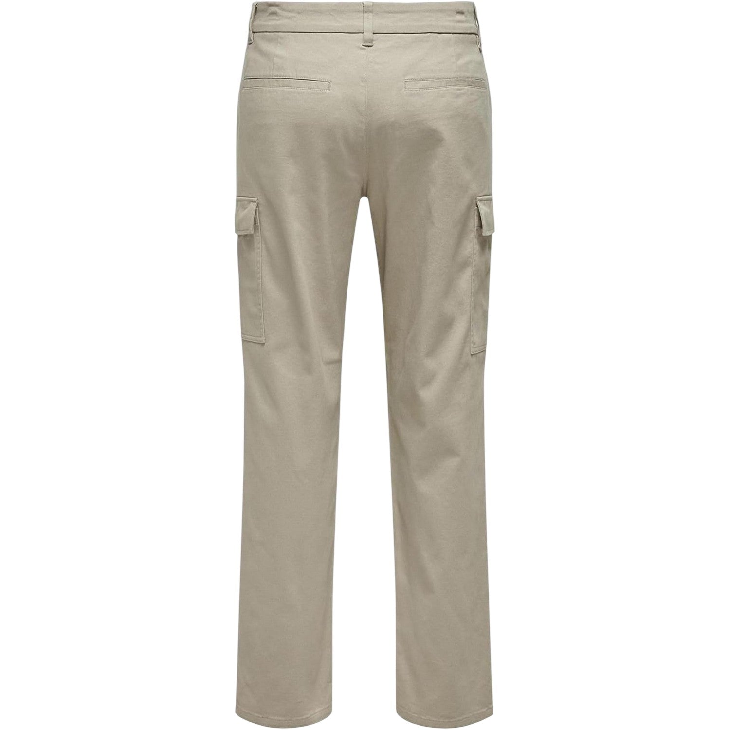 Chinchilla - Back - Only Mens Plain Straight Cargo Trousers
