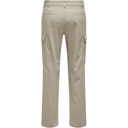 Chinchilla - Back - Only Mens Plain Straight Cargo Trousers