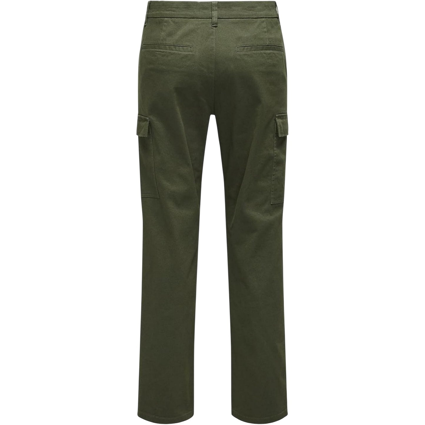 Olive Night - Back - Only Mens Plain Straight Cargo Trousers