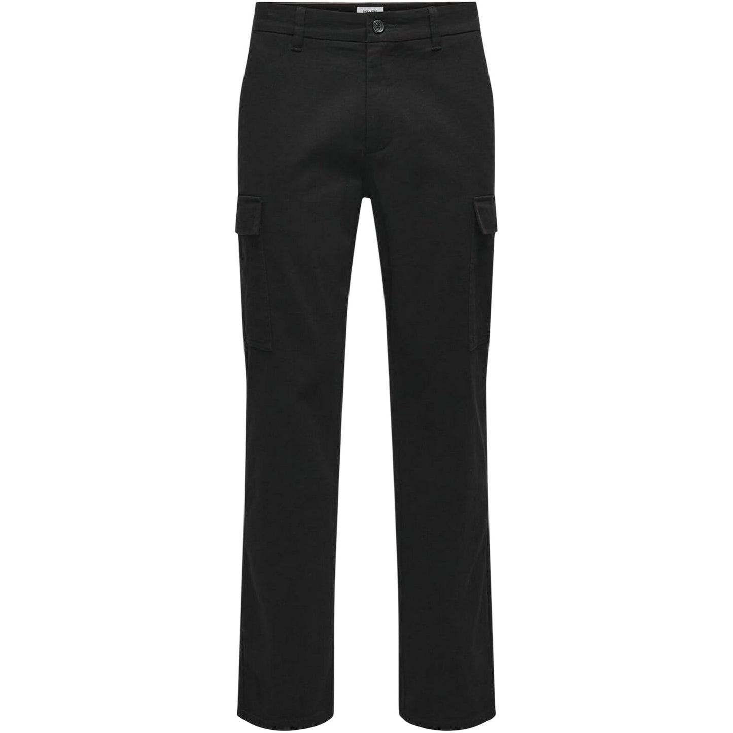 Black - Front - Only Mens Plain Straight Cargo Trousers
