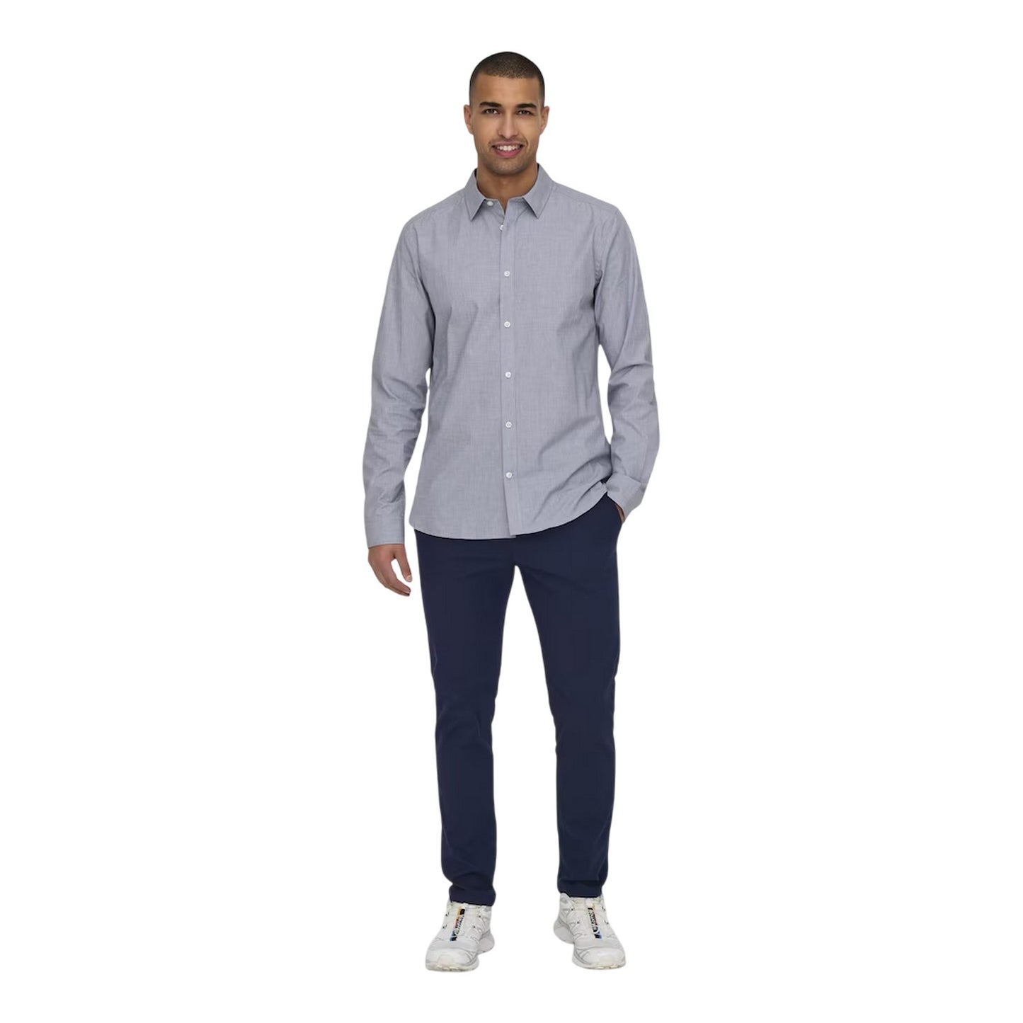 Dark Navy - Lifestyle - Only Mens Plain Slim Trousers