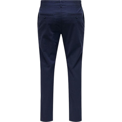 Dark Navy - Front - Only Mens Plain Slim Trousers