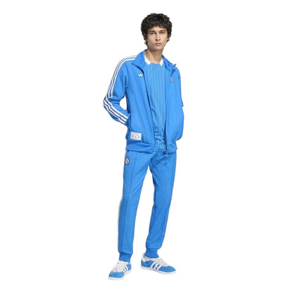 Blue-White - Pack Shot - Adidas Mens Terrace Icons Real Madrid CF Tracksuit Top