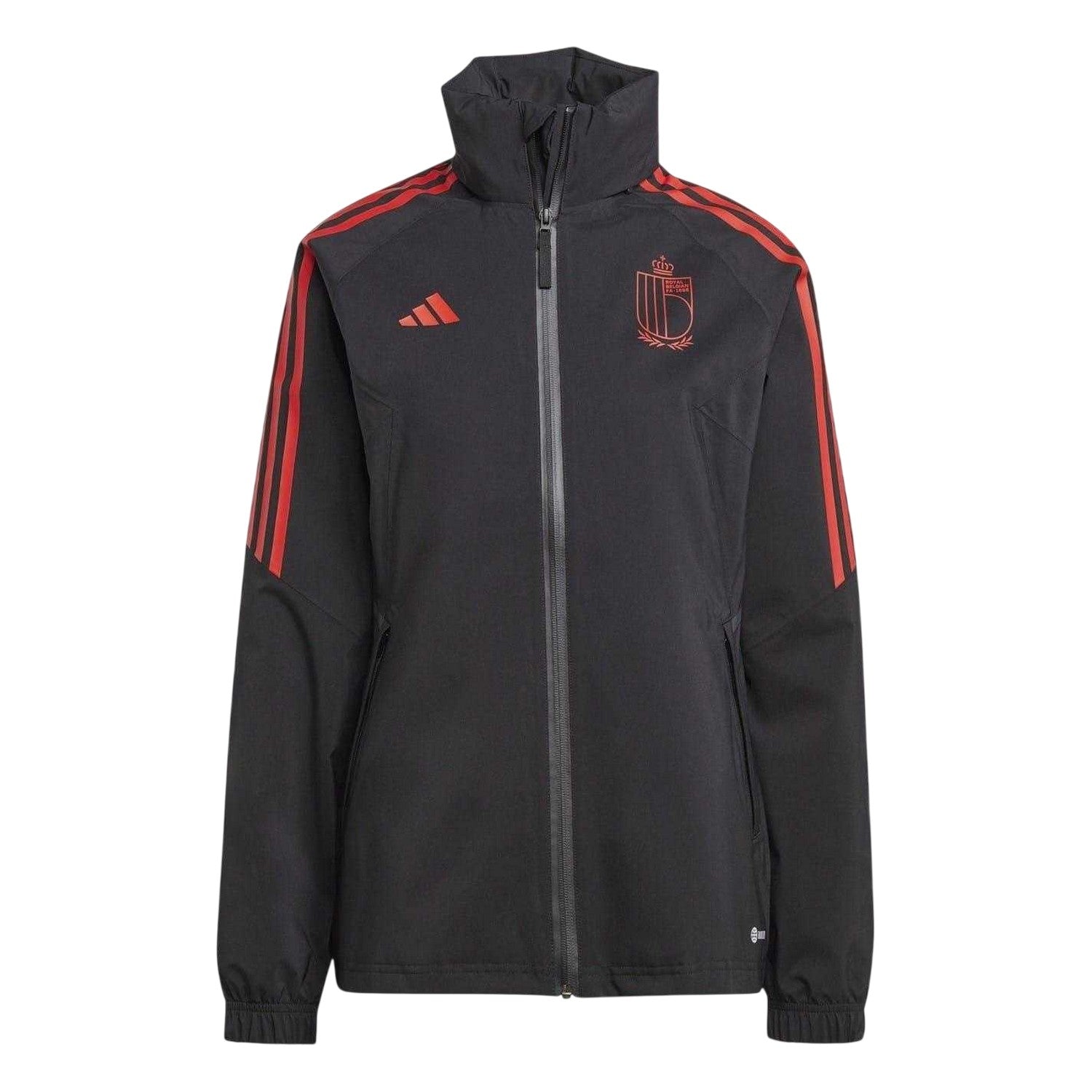 Black - Front - Adidas Womens-Ladies Belgium Stripes Raglan Raincoat