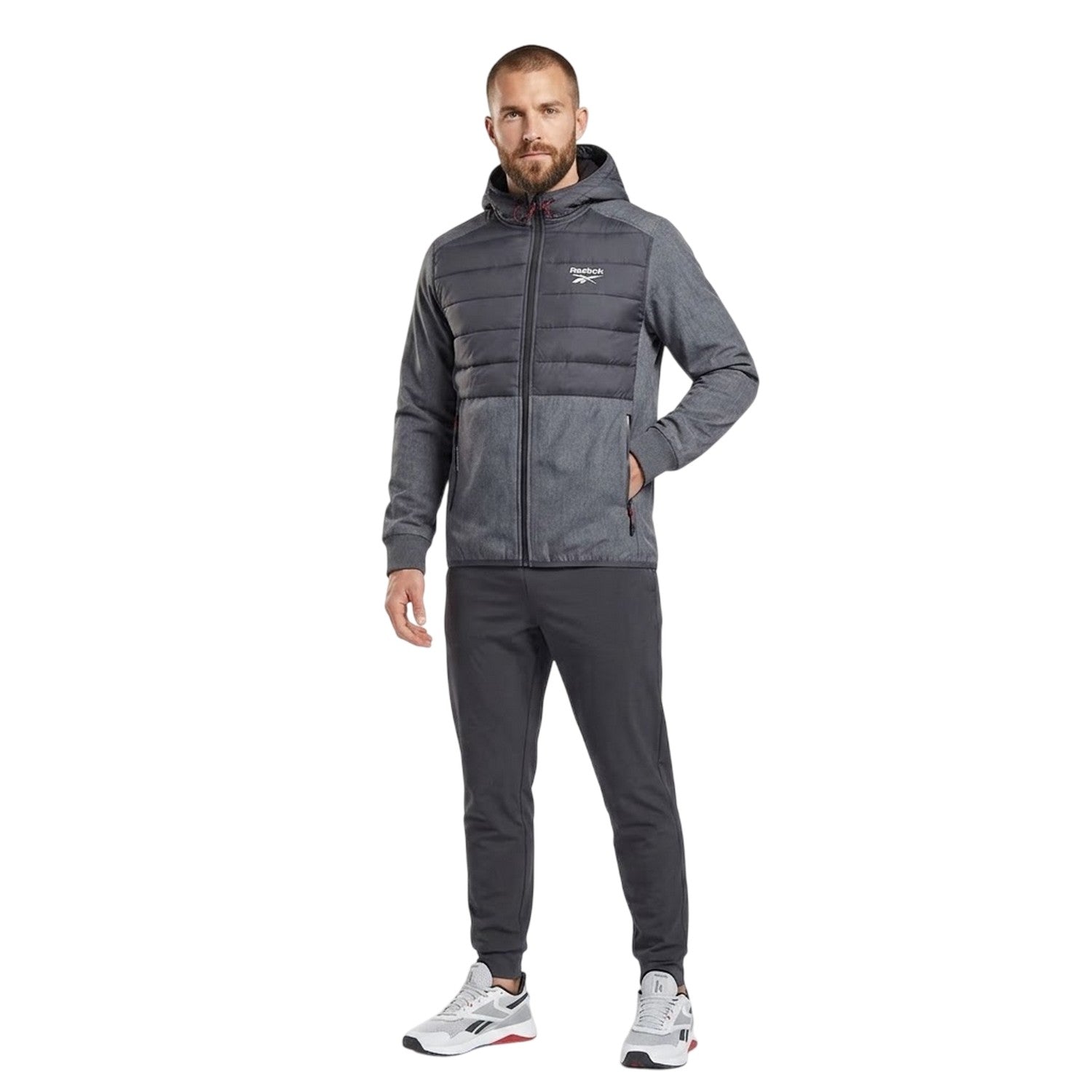 Ice Grey - Lifestyle - Reebok Mens Plain Ribbed Cuff Raincoat