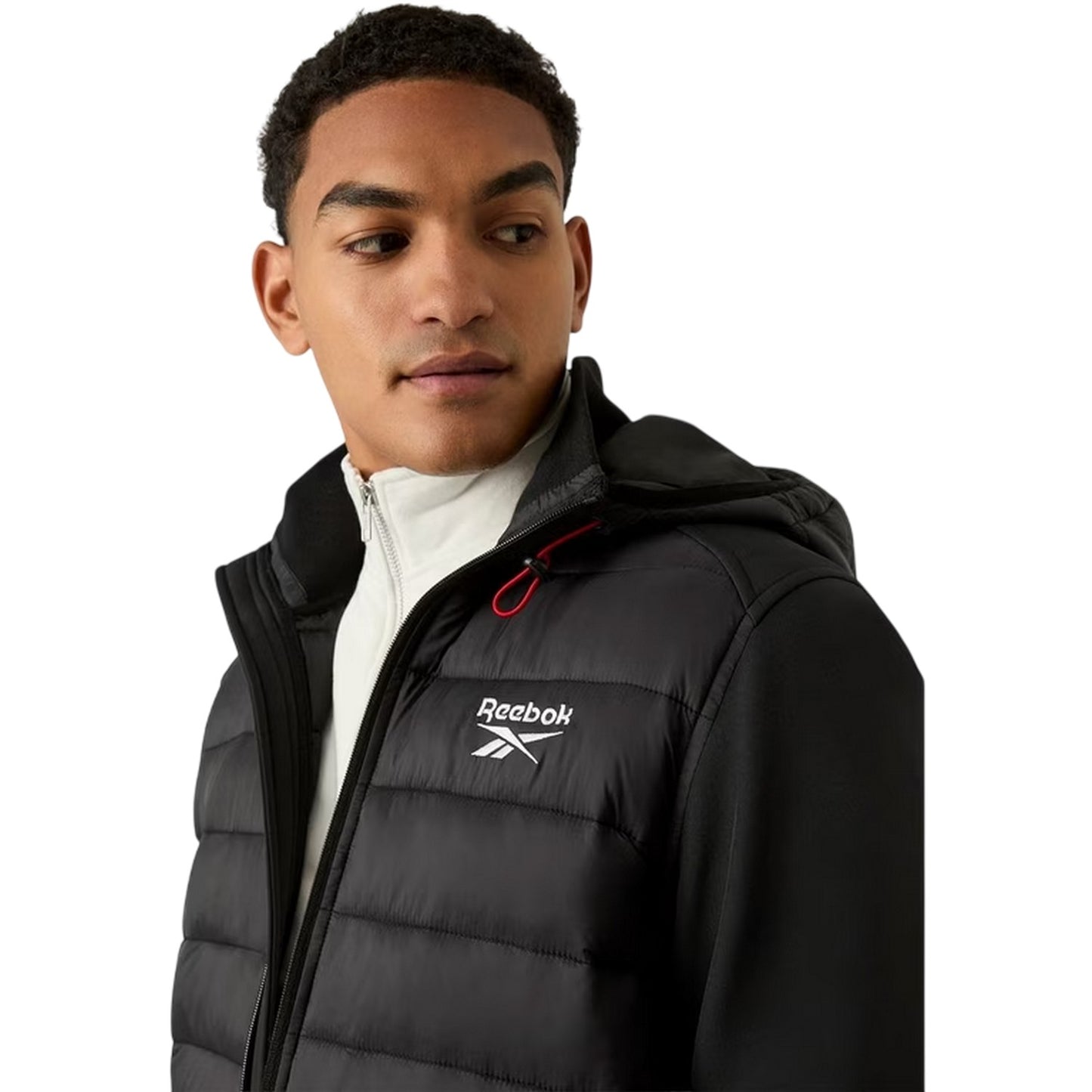 Black - Side - Reebok Mens Plain Ribbed Cuff Raincoat