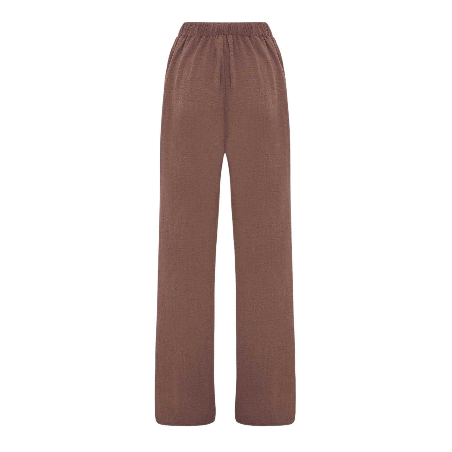 Brown - Back - I Saw It First Womens-Ladies Crepe Wide Leg Trousers