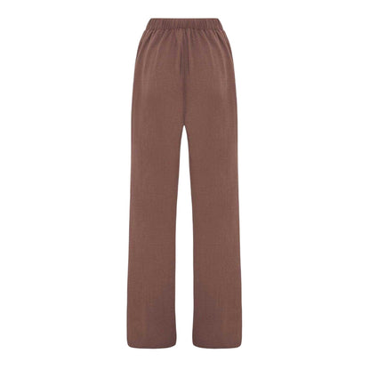 Brown - Back - I Saw It First Womens-Ladies Crepe Wide Leg Trousers
