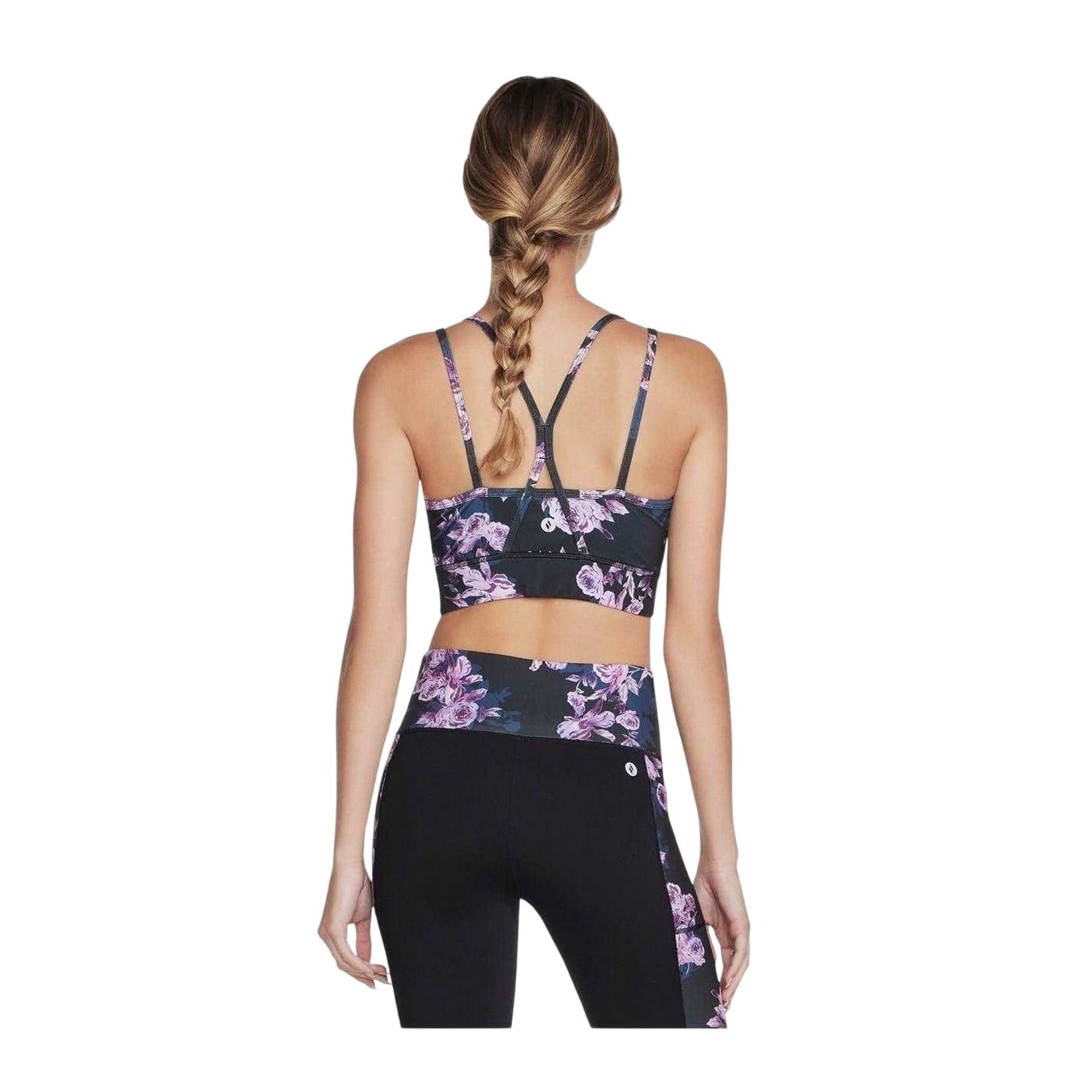 Winter Bloom - Back - Skechers Womens-Ladies Floral Stretch Medium Impact Sports Bra